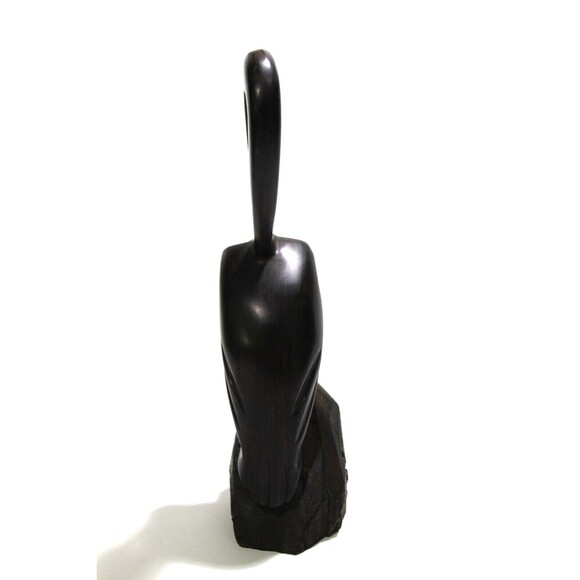 Hand Carved Natural Wood Tall Crane Stork Bird Figurine Vintage 11 in x 3 in - Picture 9 of 13